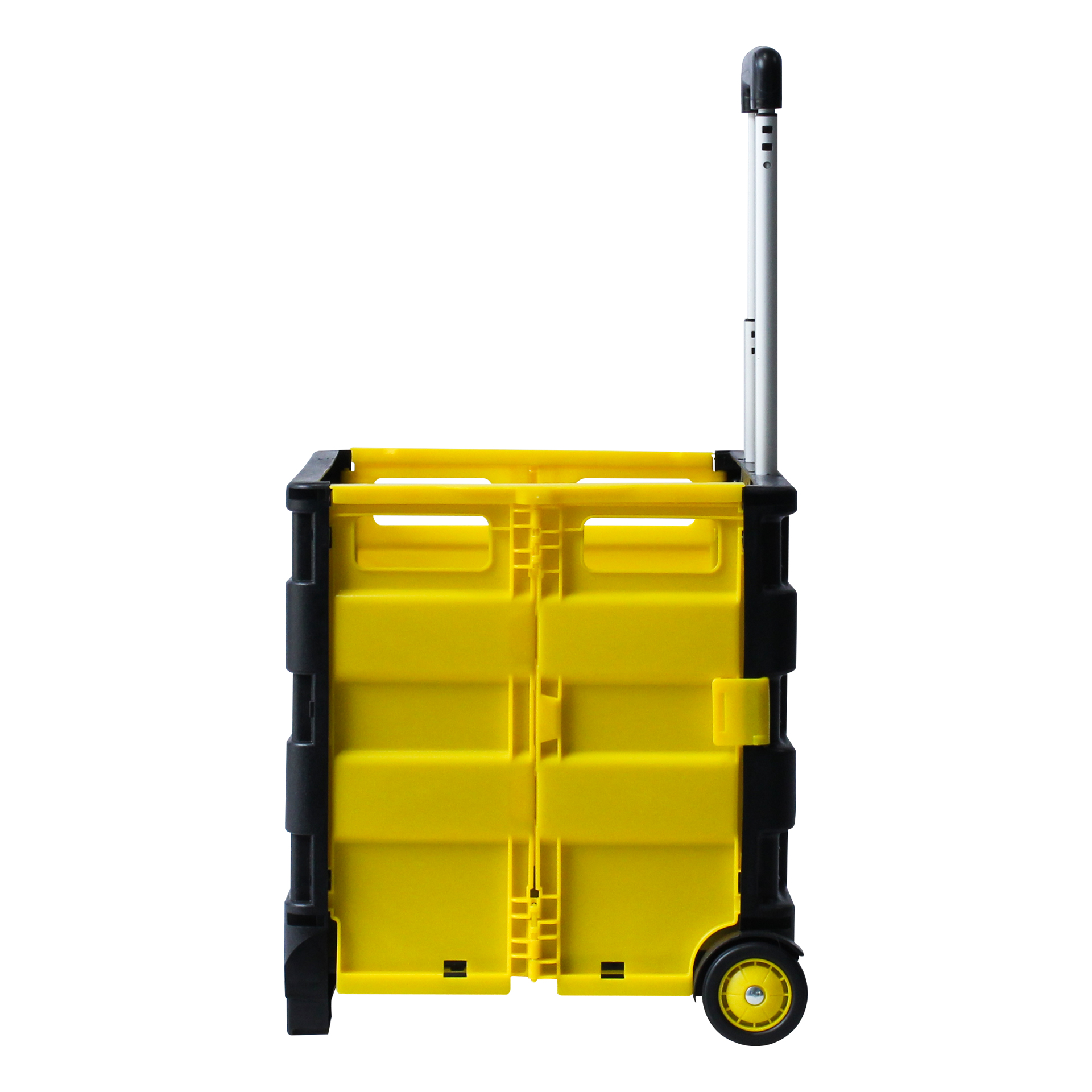 รถเข็นพลาสติกพับได้ รับน้ำหนักได้ 35 กิโลกรัม สีเหลือง