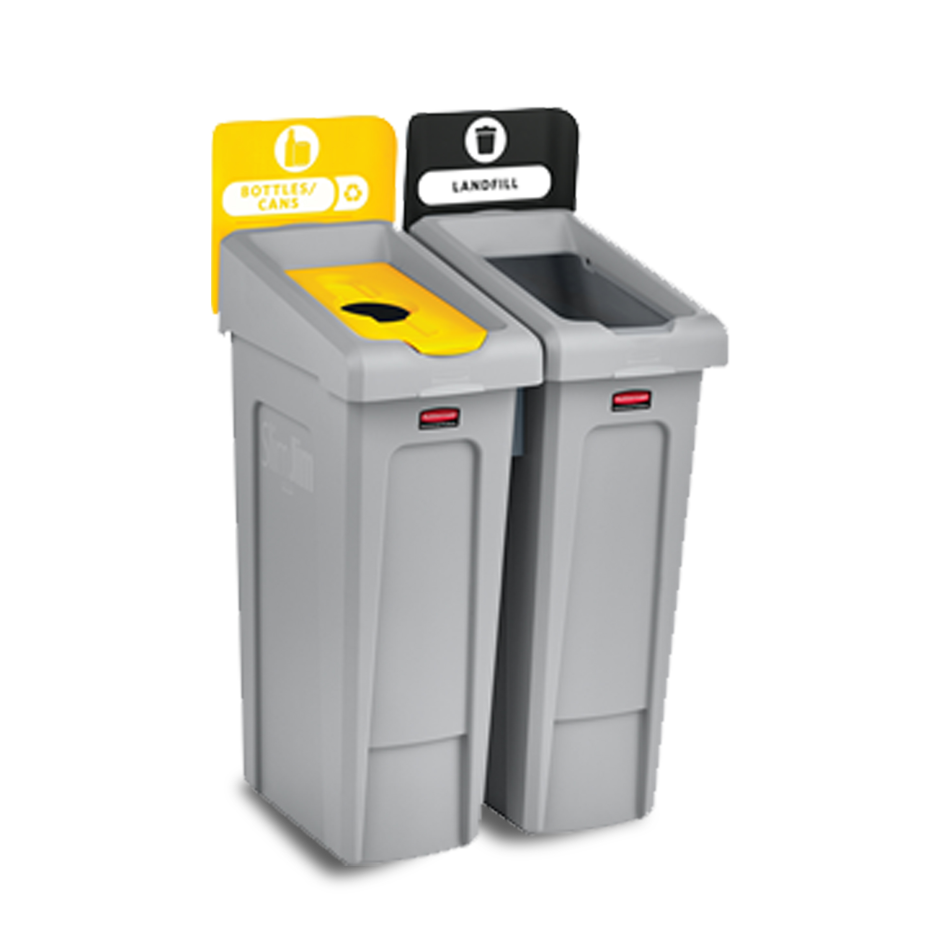 ถังขยะรีไซเคิล แบบ 2 ถัง Slim Jim® Recycling Station สำหรับขยะแบบฝังกลบได้ และขวด หรือกระป๋อง