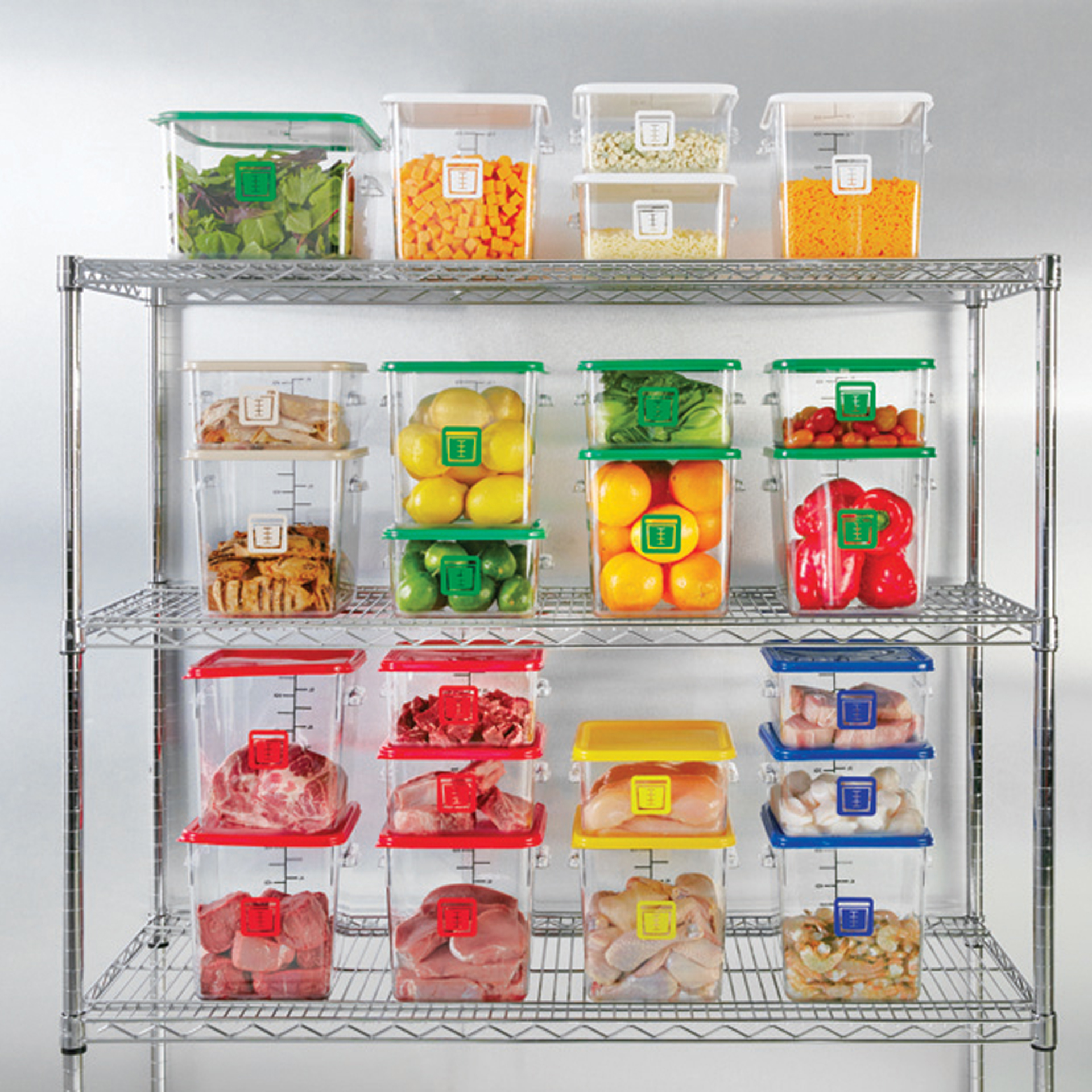 กล่องเก็บวัตถุดิบอาหารสี่เหลี่ยม Color-Coded Square Container Clear ขนาด 4 qt สีม่วง