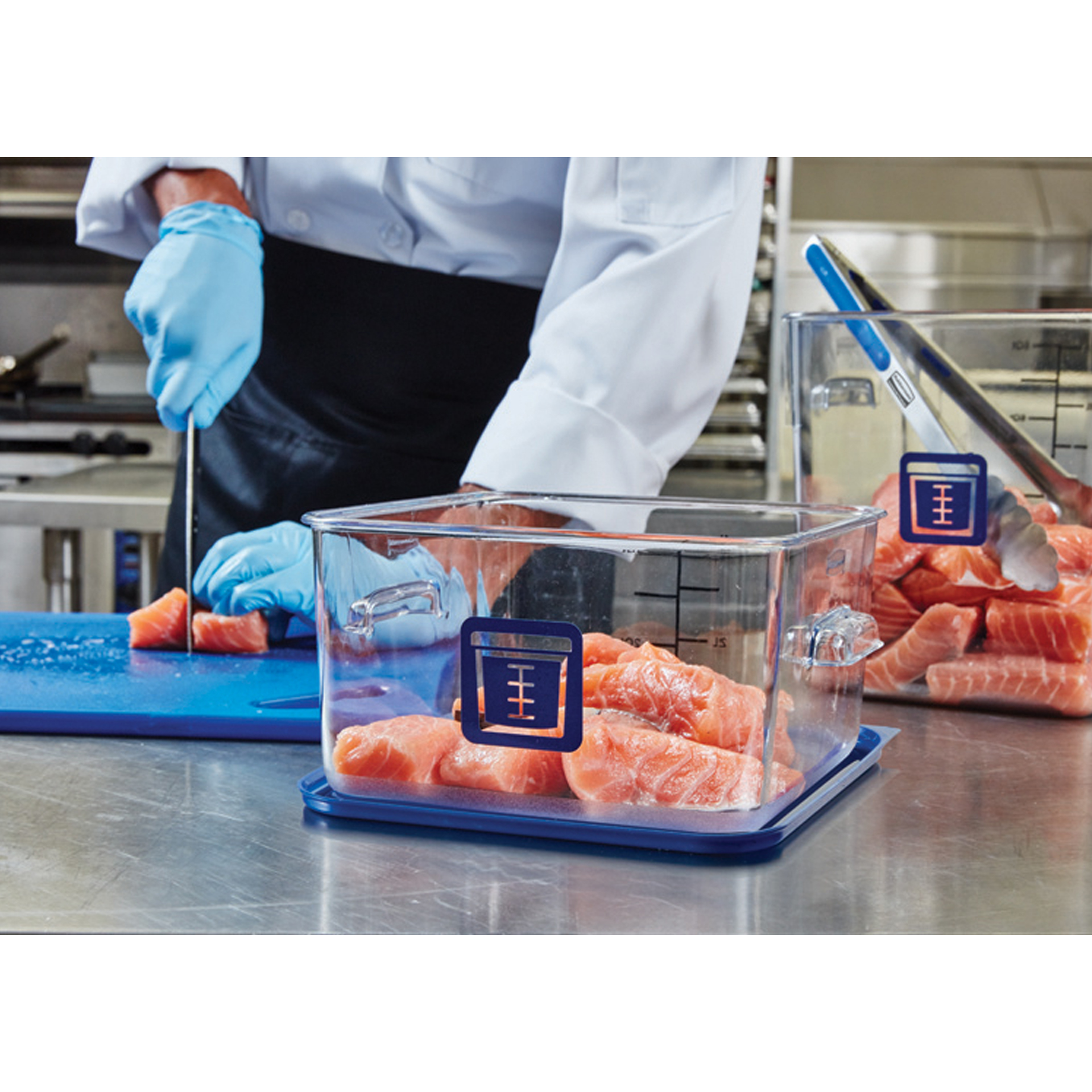 กล่องเก็บวัตถุดิบอาหารสี่เหลี่ยม Color-Coded Square Container Clear ขนาด 8 qt สีขาว
