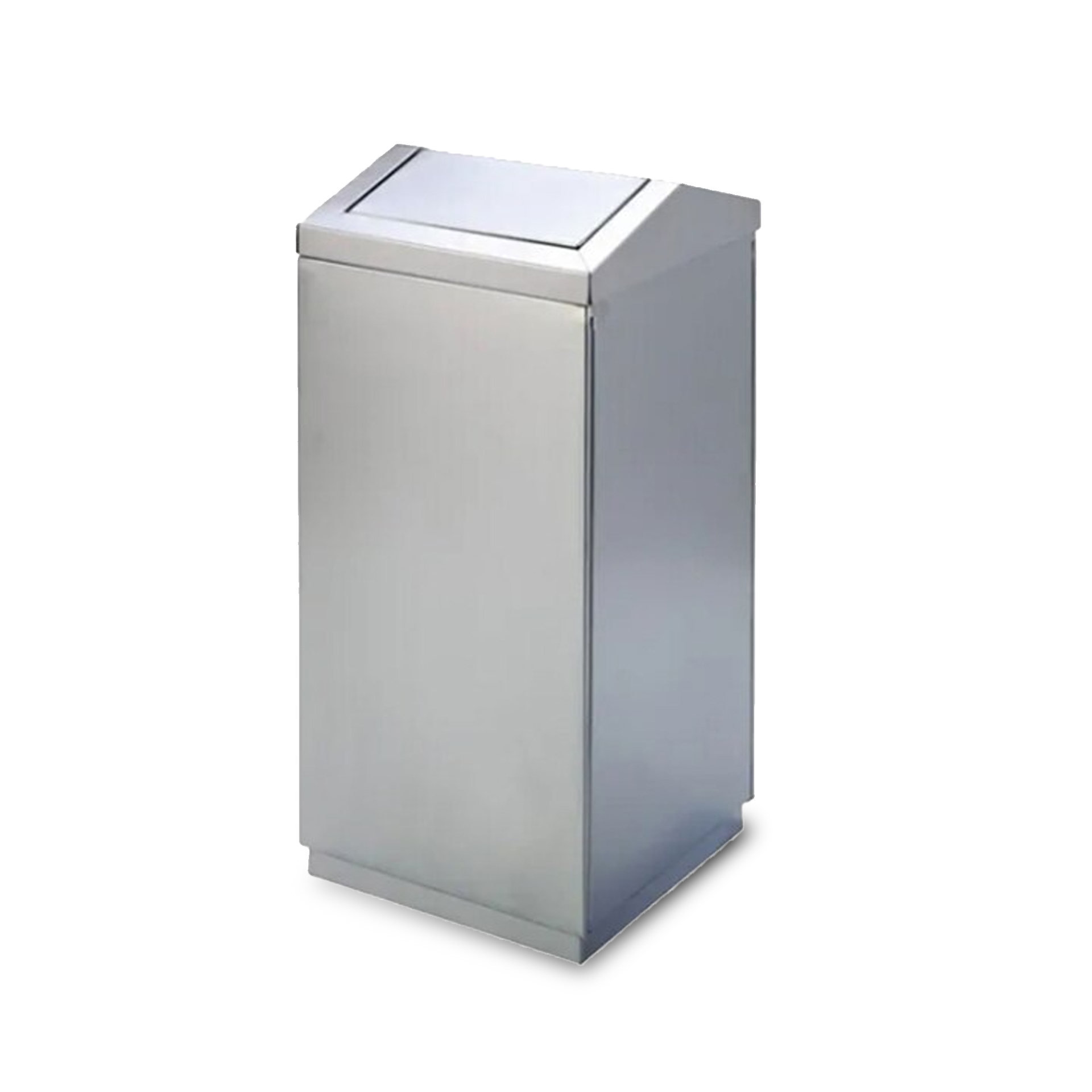 SQUARE TRASH BIN GABLE SWING LID STAINLESS STEEL 20L SIZE L300 x W300 x H700 MM.