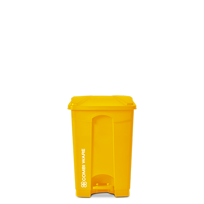 ถังขยะพลาสติก ขนาด 45 ลิตร แบบมีเท้าเหยียบ สีเหลือง