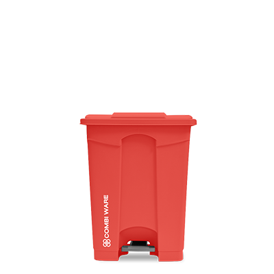 ถังขยะพลาสติก ขนาด 68 ลิตร แบบมีเท้าเหยียบ สีแดง