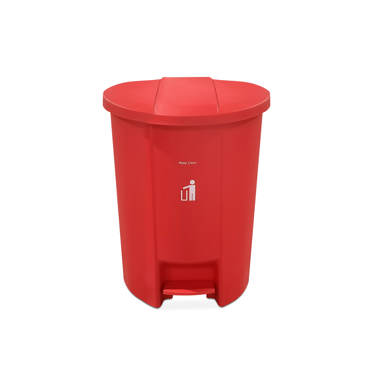 ถังขยะพลาสติก ขนาด 50 ลิตร แบบมีเท้าเหยียบ สีแดง