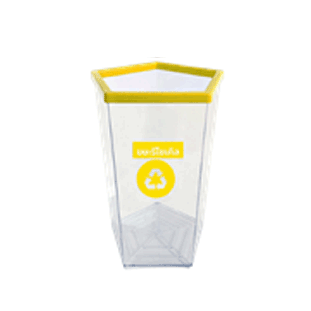 ถังขยะพลาสติก แบบทิ้งด้านบน ความจุ 56 ลิตร ขอบสีเหลือง