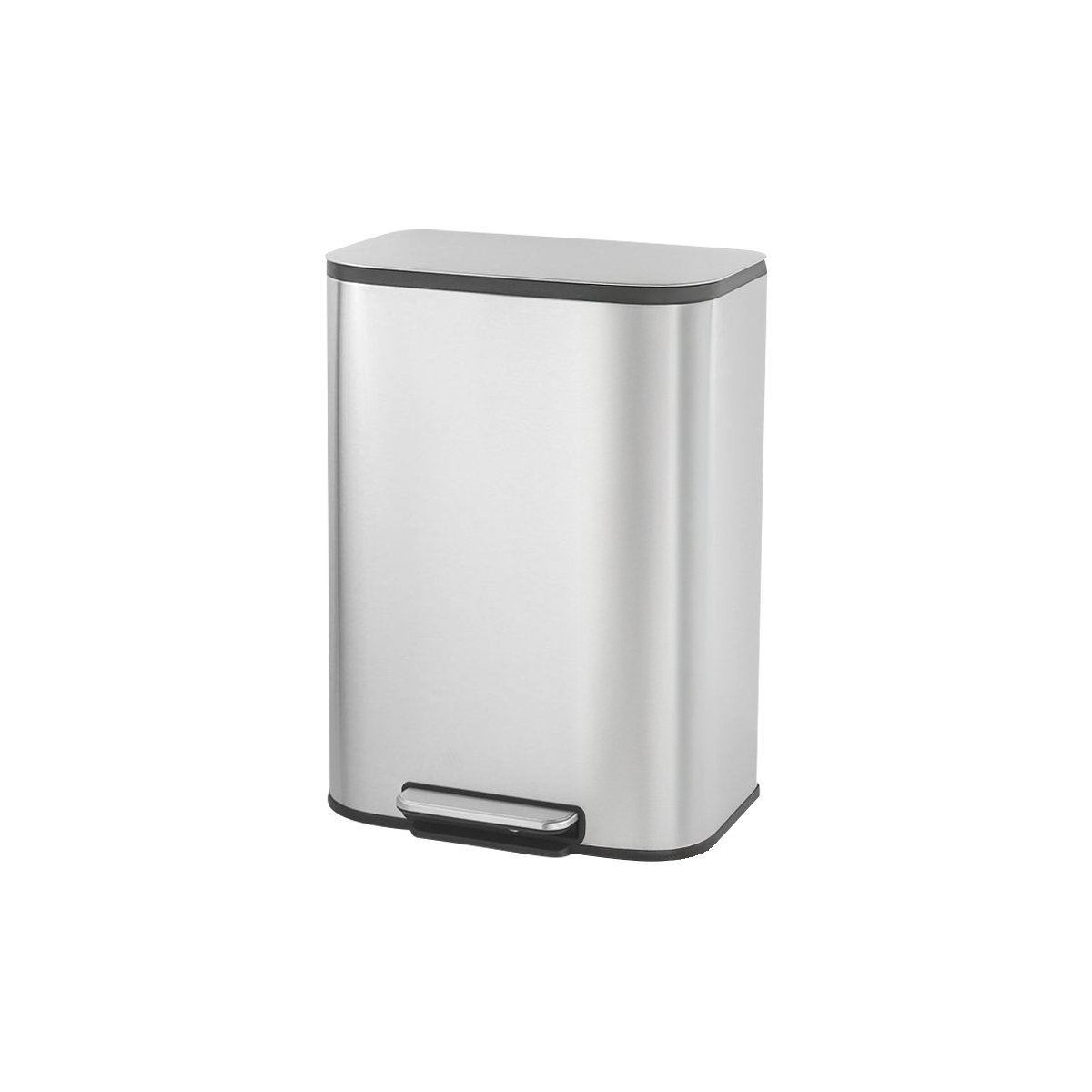 SQUARE TRASH BIN 50L STAINLESS STEEL INNER BIN WITH PEDAL SIZE L44.8 x W34.1 x H61.2 CM.