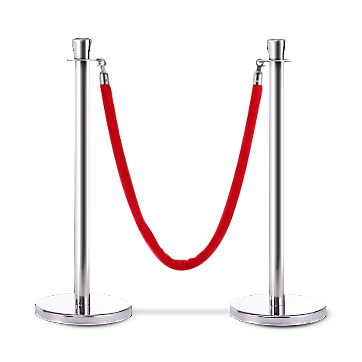 เสากั้นทางเดินสเตนเลสสีเงิน พร้อมสายคล้องสีแดง  (1 ต้น)