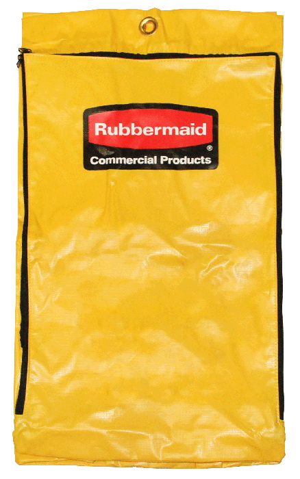 กระเป๋าไวนิลสำหรับรถเข็นทำความสะอาด ขนาด 24 แกลลอน สีเหลือง