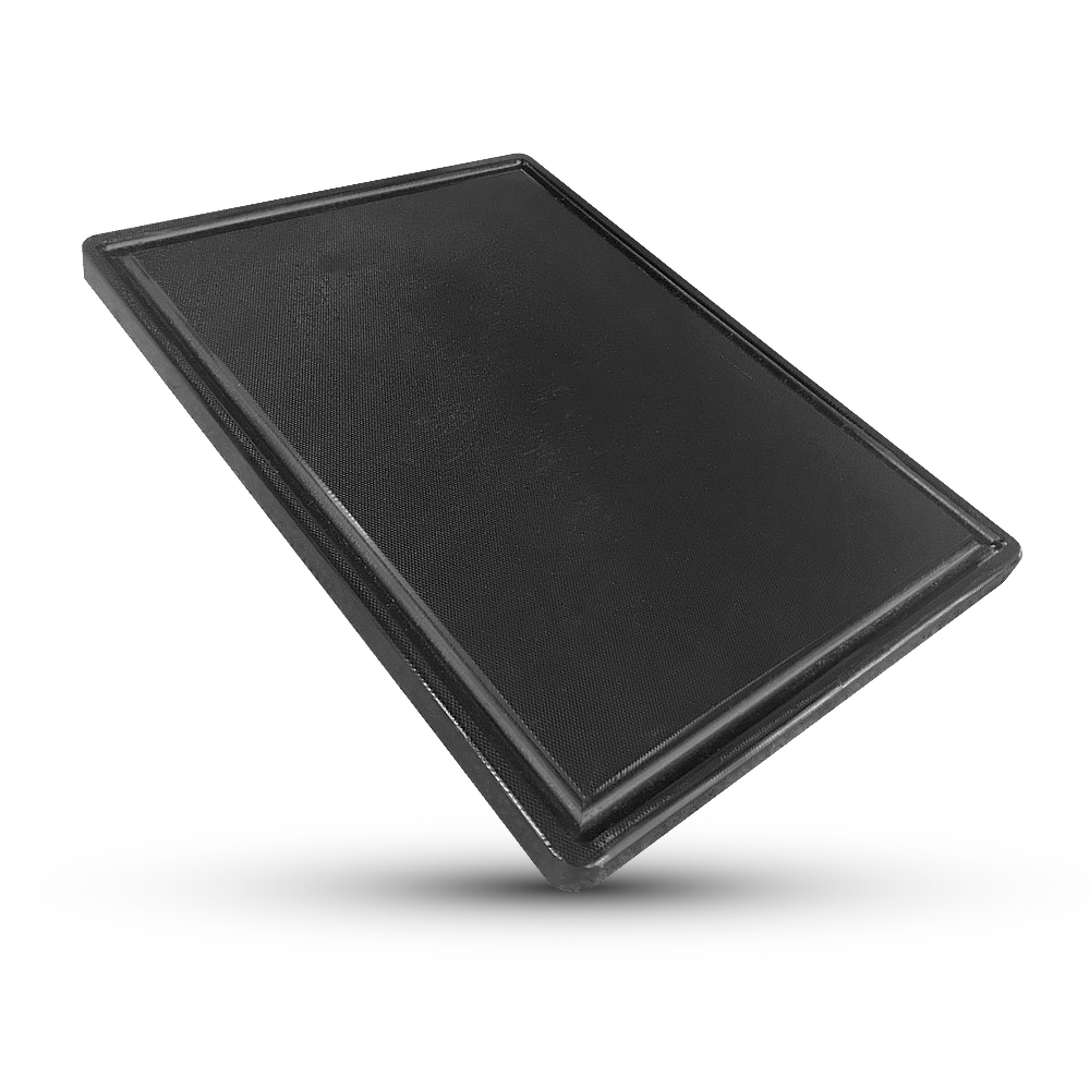 เขียงพลาสติก PE ทรงเหลี่ยม COMBI WARE 40 x 30 x 2 cm. สีดำ แบบมีร่อง สำหรับบาร์ผักและผลไม้โดยเฉพาะ