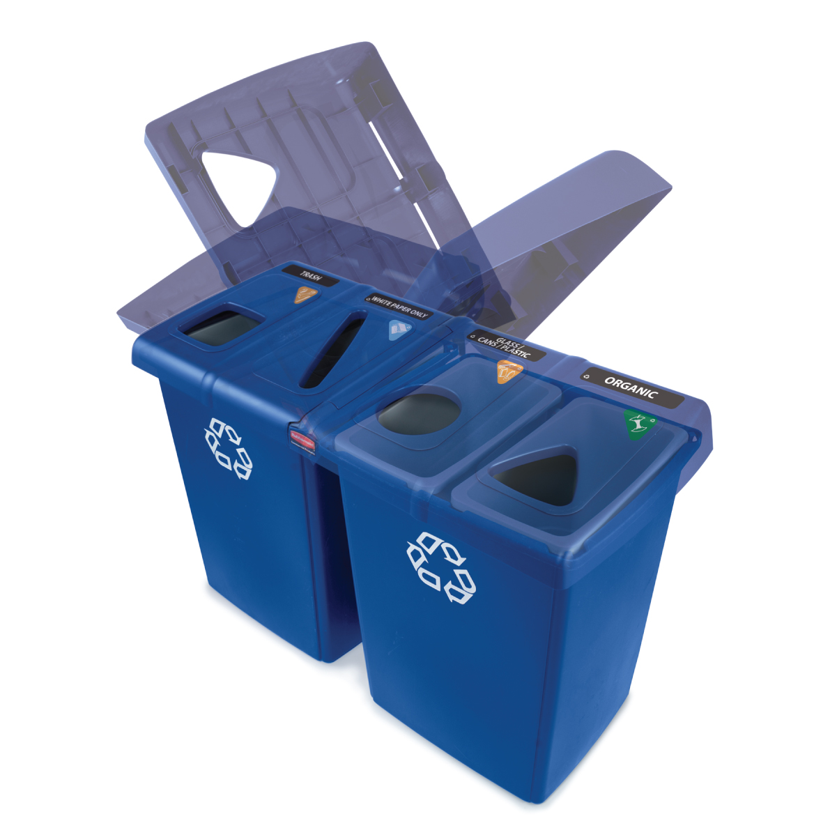 ถังขยะรีไซเคิล แบบ 4 ช่อง สีน้ำเงิน Glutton® Recycling Station