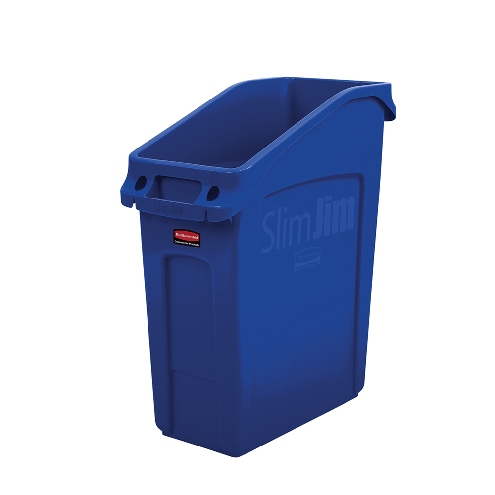 ถังขยะทรงสูงสำหรับวางใต้เคาน์เตอร์ SLIM JIM® Under Counter Container ขนาด 49.2 ลิตร สีน้ำเงิน
