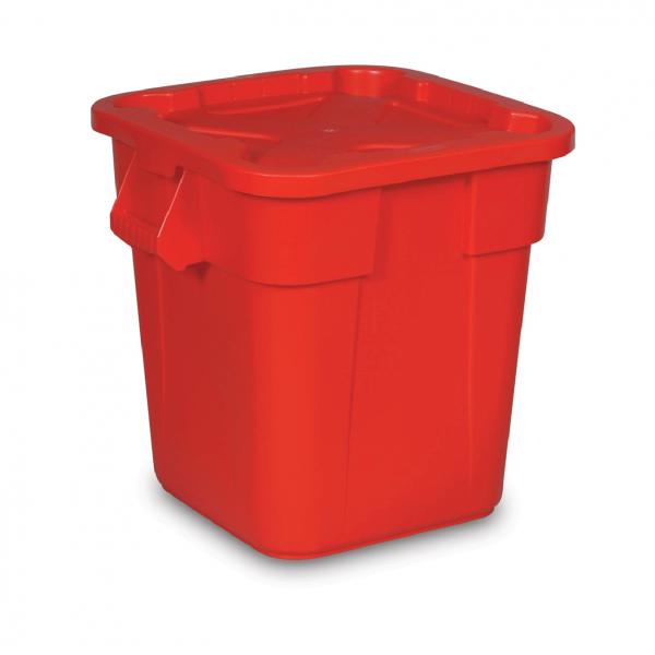 ถังอเนกประสงค์ ทรงสีเหลี่ยม พร้อมฝา จุได้ 106 ลิตร BRUTE® Square Container สีแดง